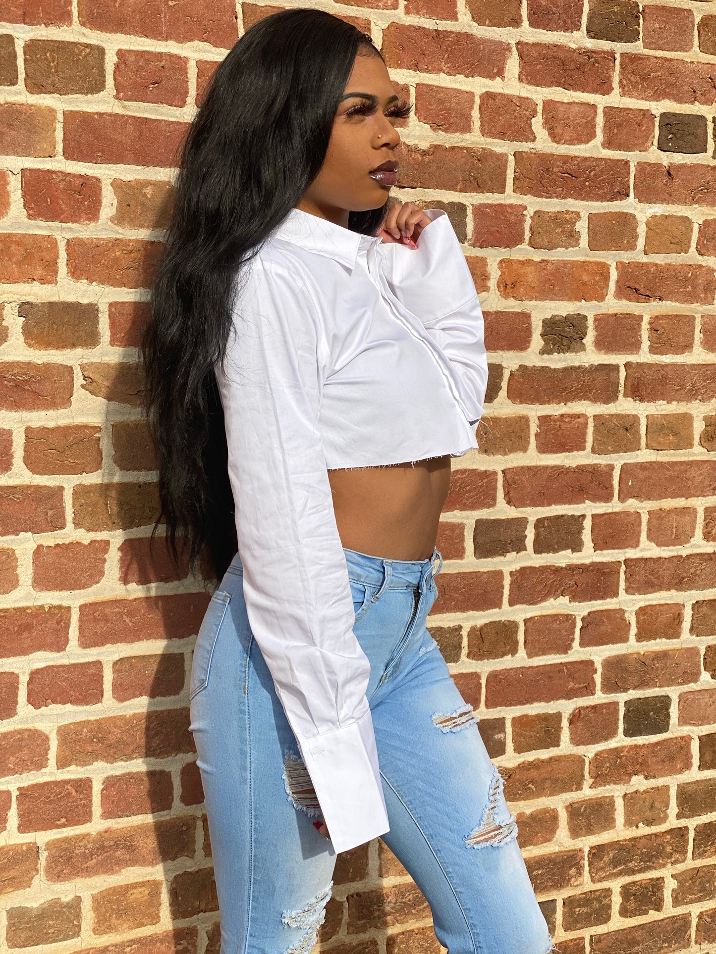 Button-Up Crop Shirt