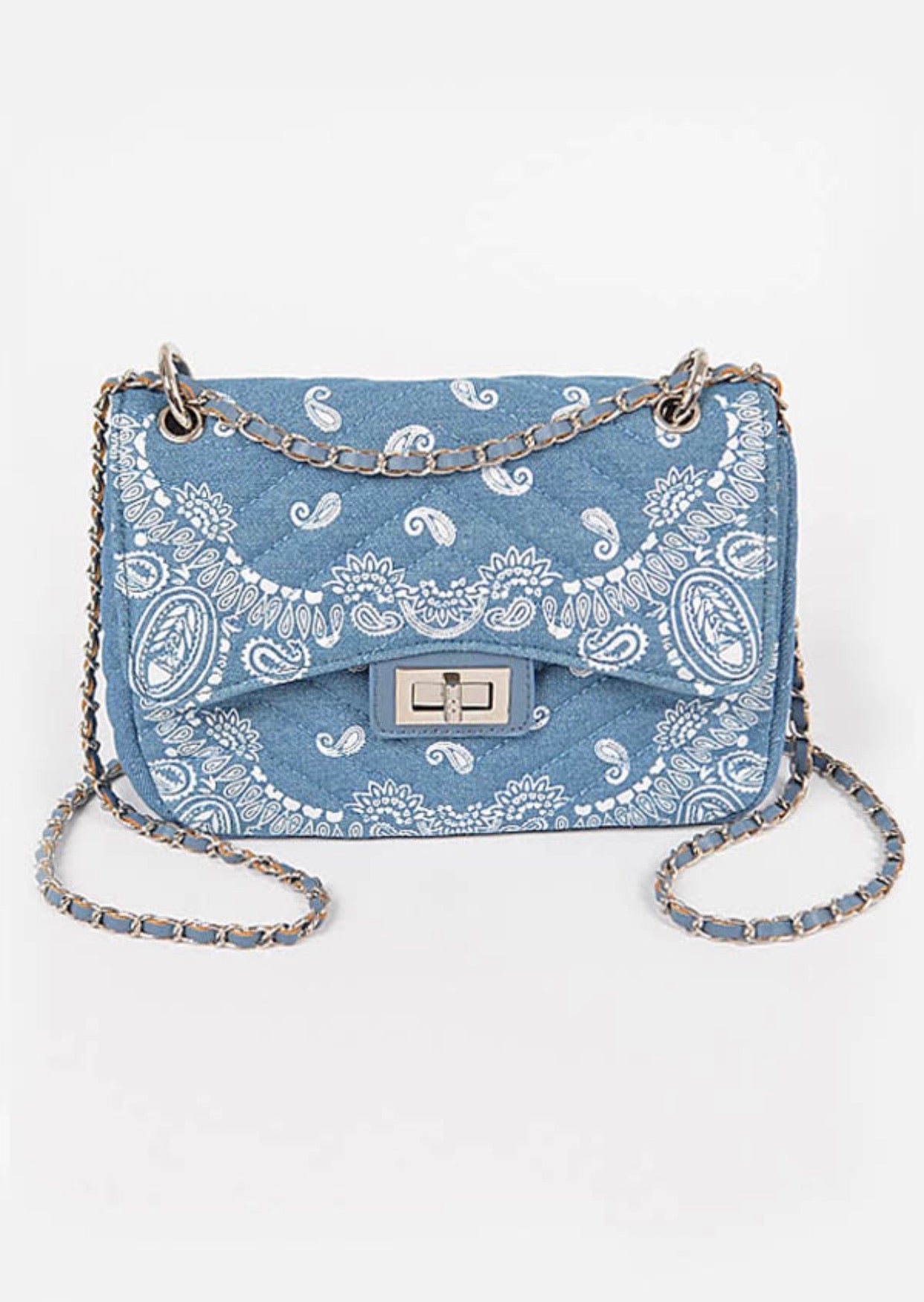 Denim Quilted Bandana Shoulder Bag