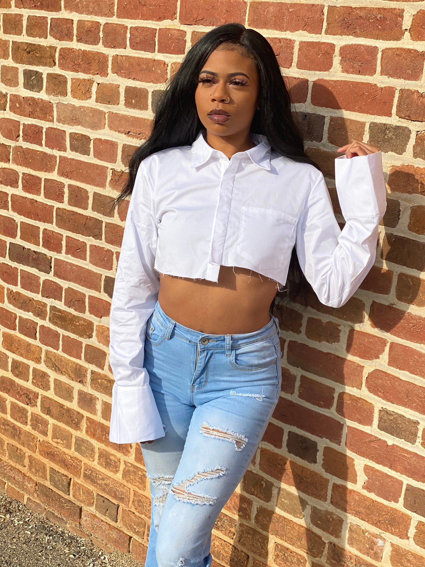 Button-Up Crop Shirt
