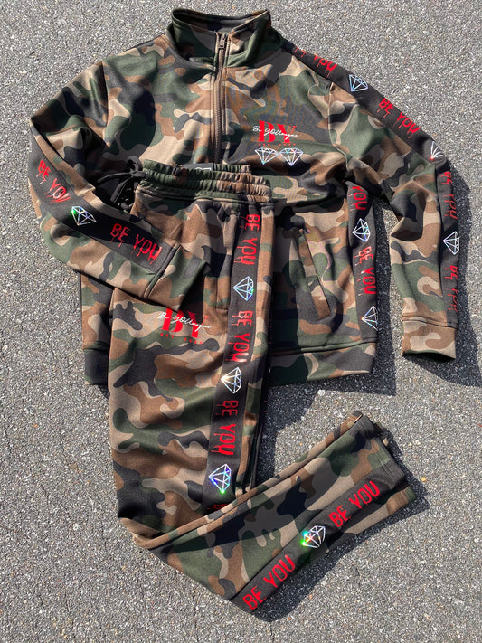 BY Camo Diamond Drip Track Suit