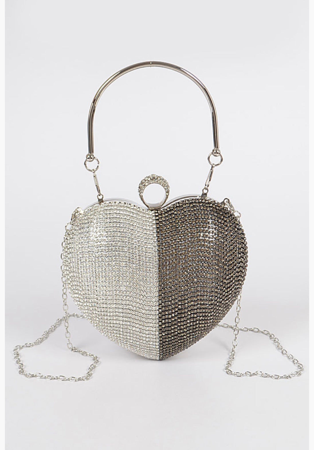 2 Tone Rhinestone Heart Clutch