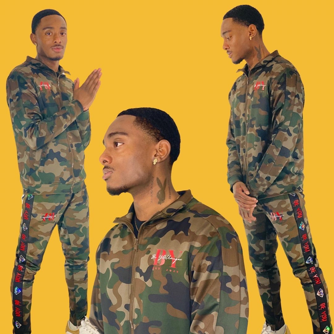 BY Camo Diamond Drip Track Suit