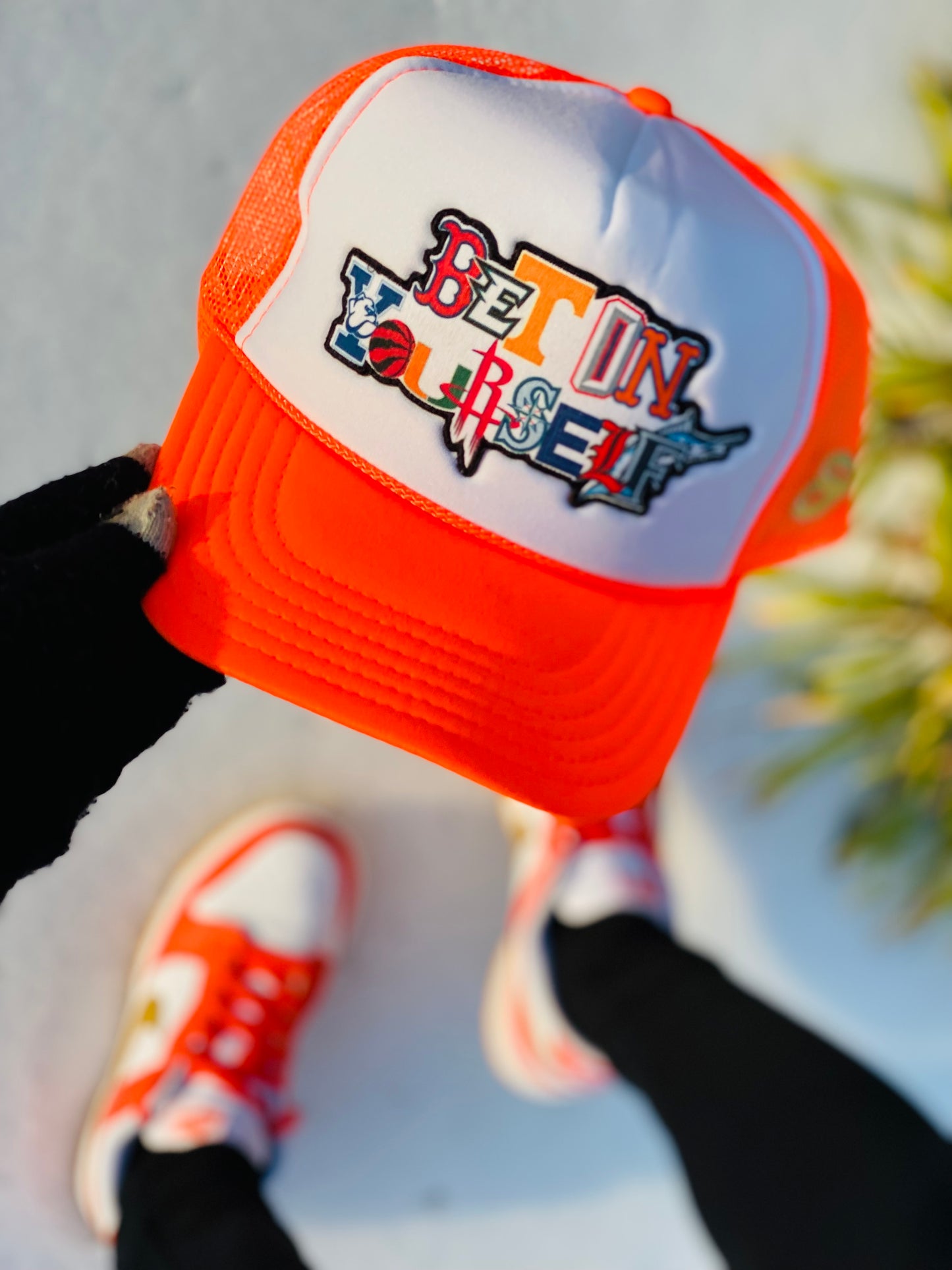 Bet On Yourself Neon Orange Trucker